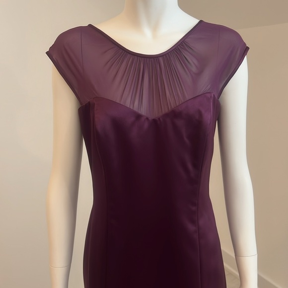 SAMPLE SALE NWT Dessy 2933 size 10 Aubergine Satin/ chiffon Pristine - Picture 3 of 7